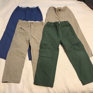 Bundle of 4 boys pants, size 4. Various brands.